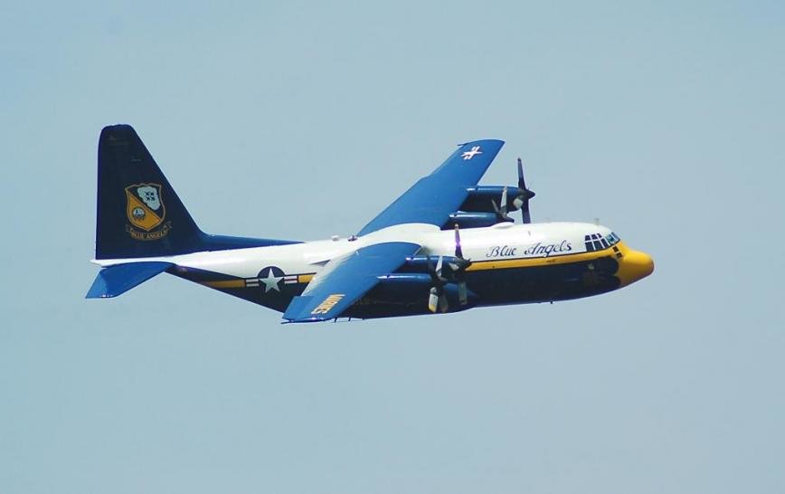 The Blue Angels’ C-130 Hercules, affectionately known as Fat Albert, stars as the opening act of every air show. One of its three pilots, Severna Park native Katie Higgins, is the first female to fly with the Blue Angels. Photos by Meredith Thompson